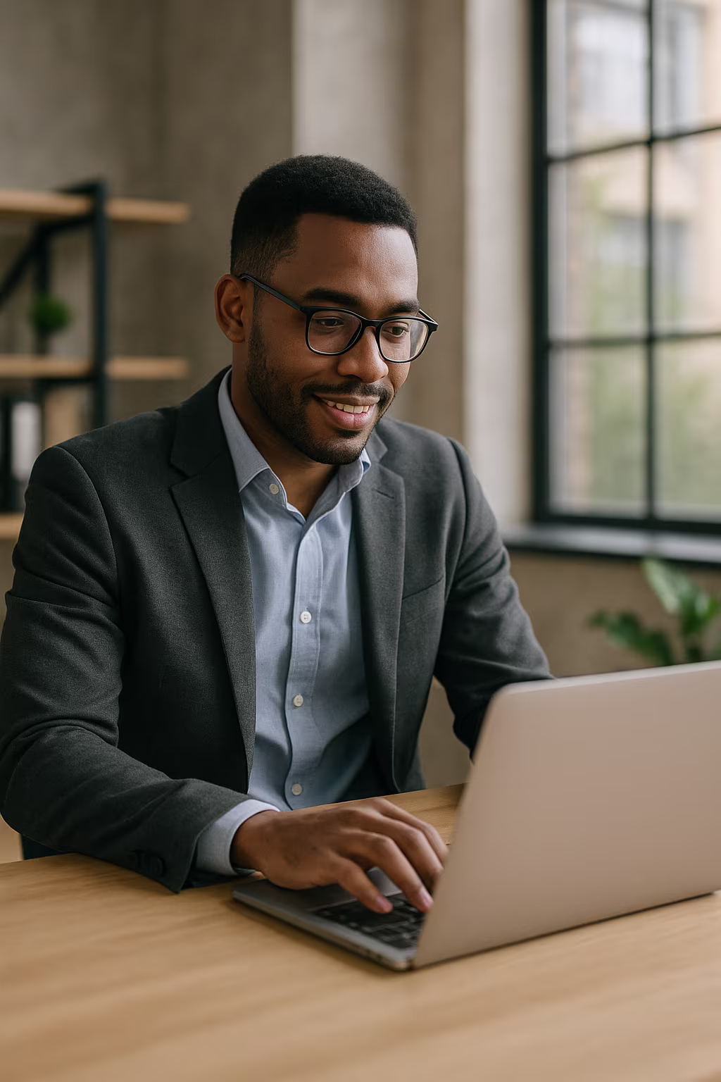 Empreendedor trabalhando no laptop
